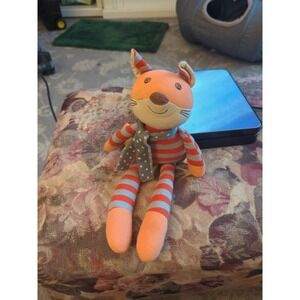 Organic FARM BUDDIES Frenchy Fox Rattle Toy Lovey Plush Baby Eco Apple Park